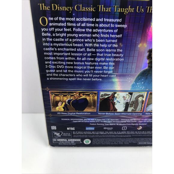 Disney Beauty and the Beast - 2 Disc DVD Set 2010 / With SLIP COVER. Sealed - Picture 7 of 14